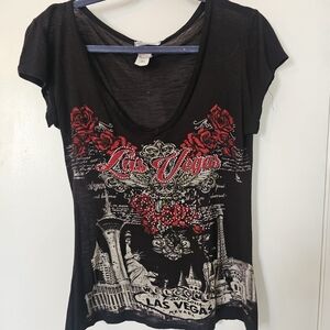 Banana Republic Black Tee with Red Graphic